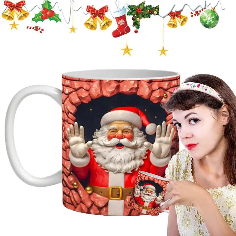 3D Christmas Mugs 2023 Cute Mugs With Flat Painted snowman Novelty Coffee Mug Ceramic 11oz For Coffee Milk Tea Lovers Gift