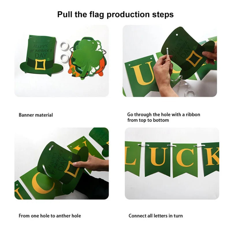 St. Patrick's Day Decoration Set Durable No Chemical Odo Easy to Assemble St. Patrick's Day Party Decorations  Irish Paper Fans