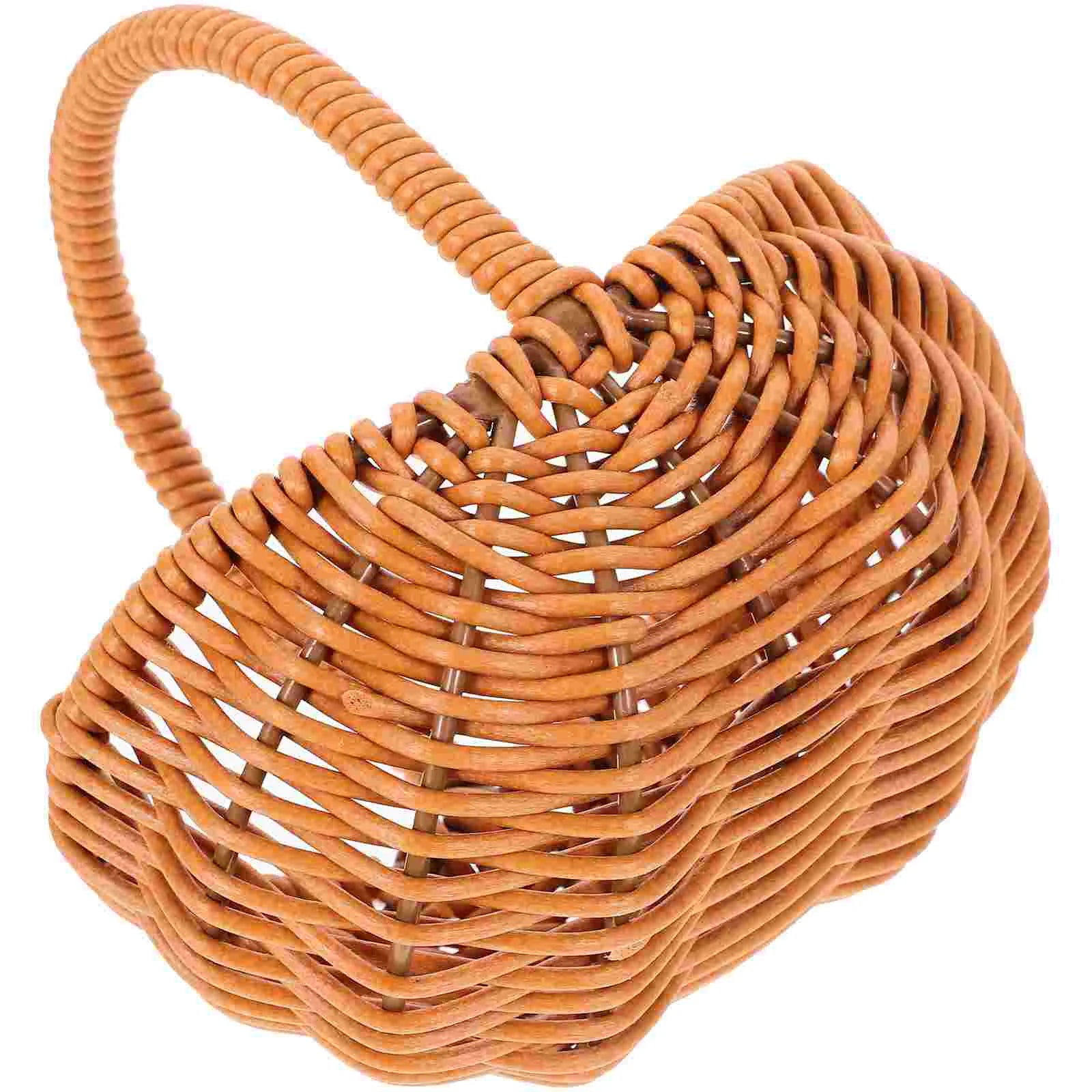 Rattan Shopping Basket Handheld Gift Small Hamper Woven Baskets Hand-made Fruit Storage With Handle