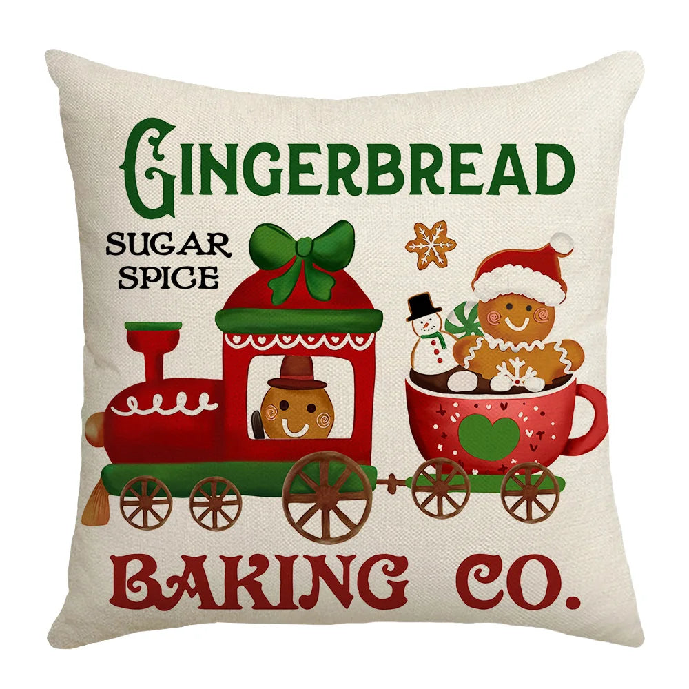 christmas decoration linen pattern bear cookie pictures sofa cushion