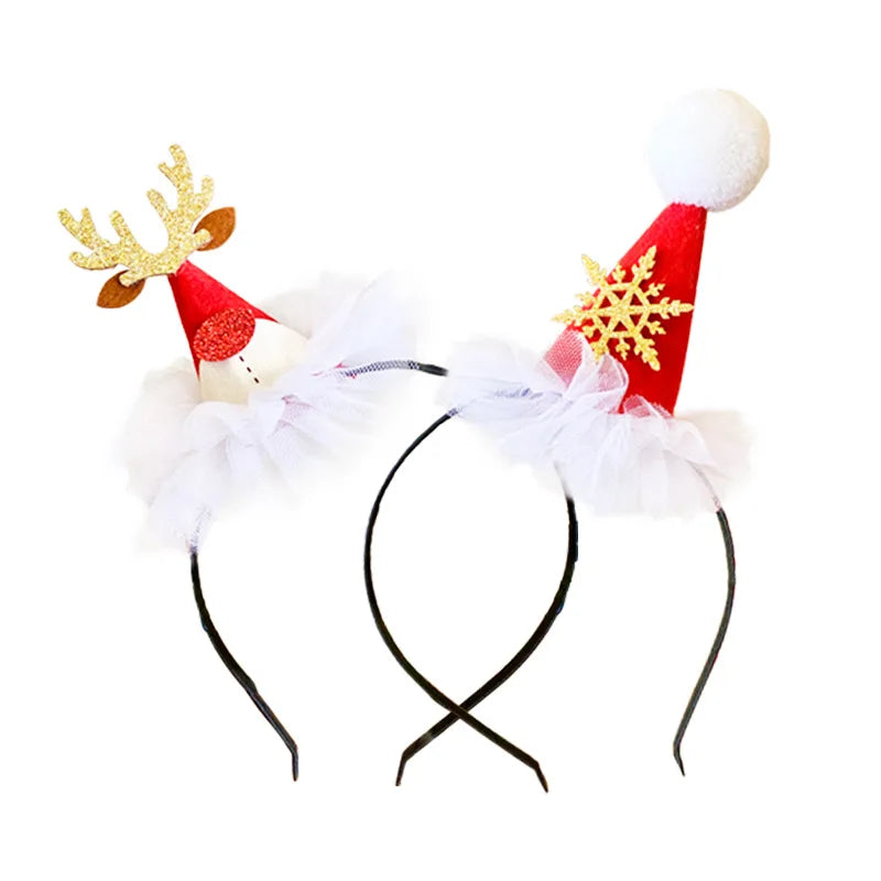 1Pc 2024 Christmas Hairband Hair Accessories New Deer Horn Bow Headwear Christmas Festival Sweet and Cute Headband Accessories