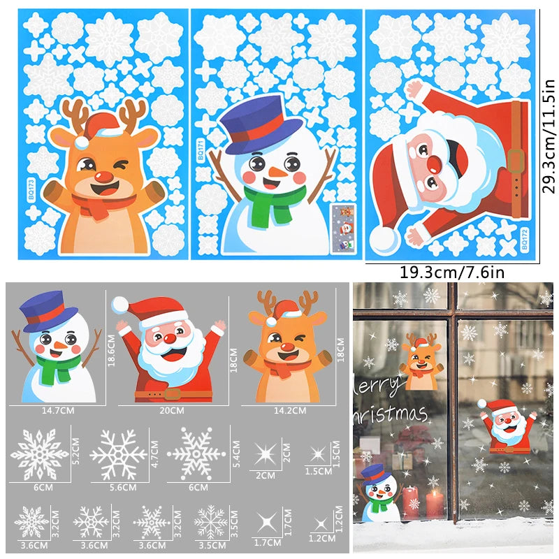 Christmas Santa Window Glass Stickers Luminous Snowflake Wall Sticker