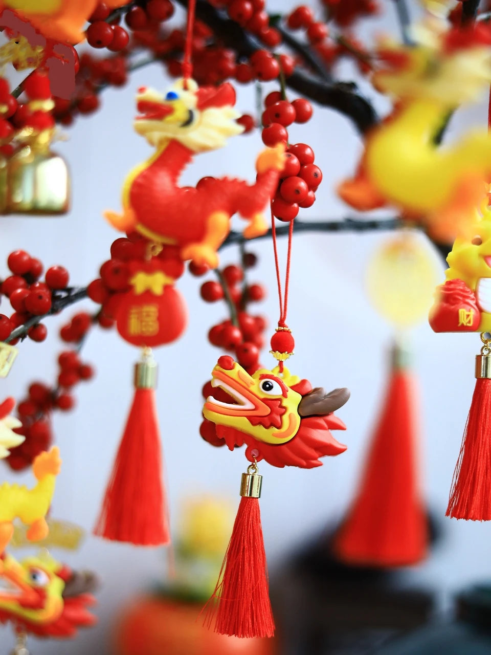 2024 Spring Festival Rubber Doll Pendant Chinese New Year Ornament  Decoration   Car Interior Pendant New Year's Day Party  Gift