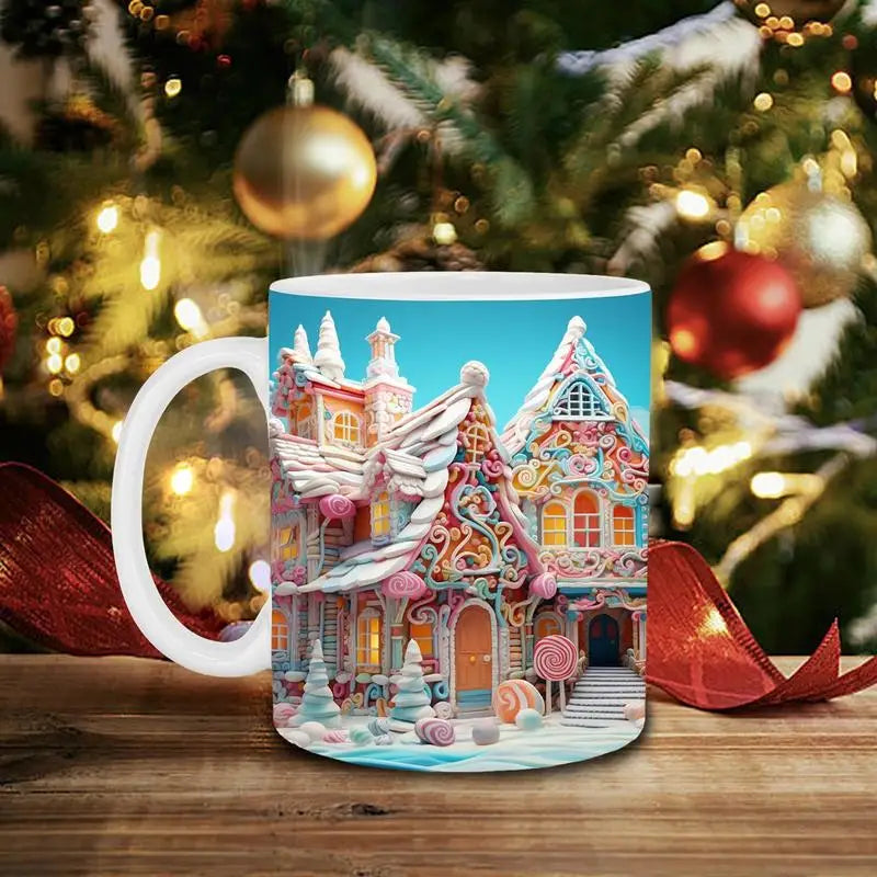 Holiday Christmas mugs 3D Printed Winter Coffee Cups 350ml Funny festive coffee mugs for Women Men 2023 Christmas decorations