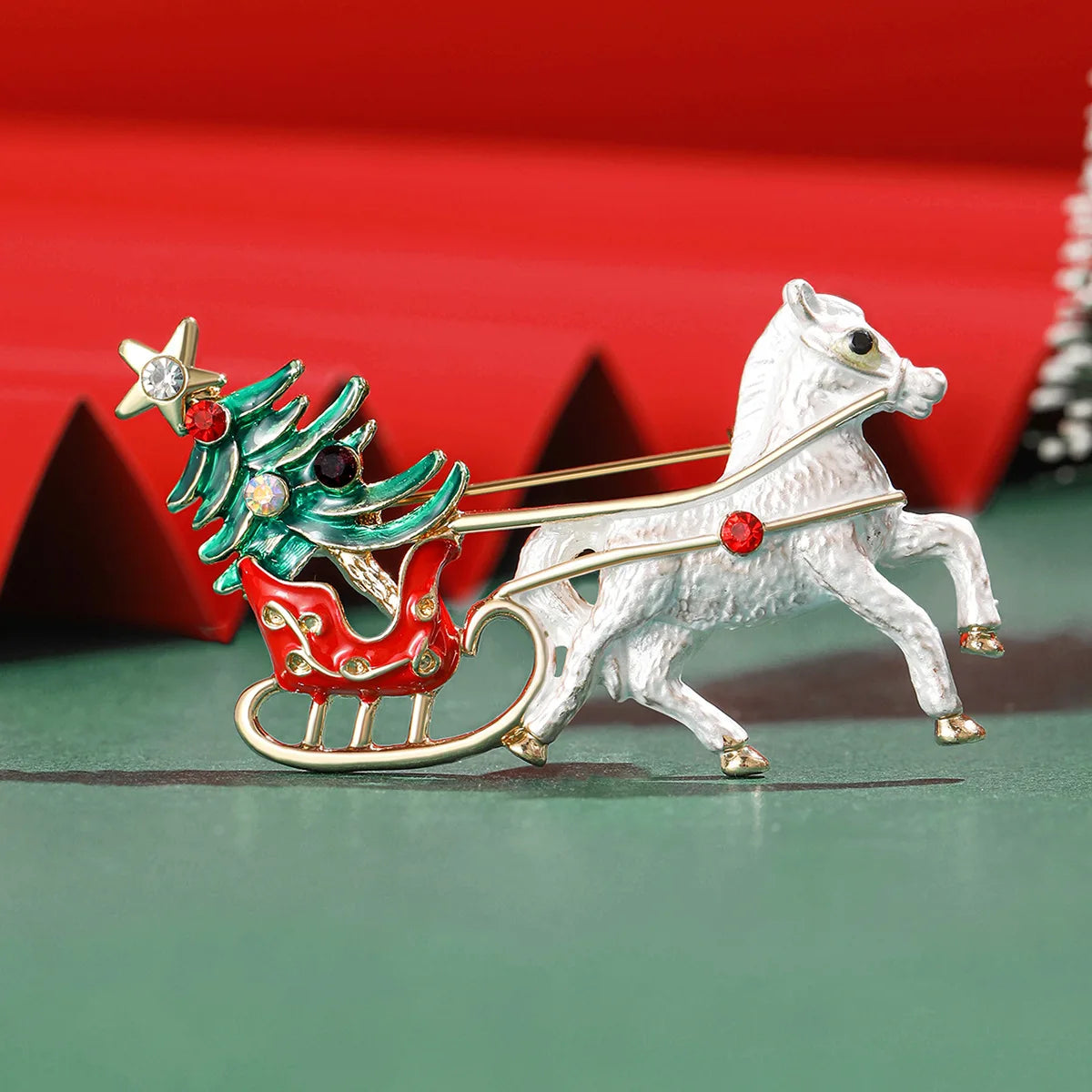 Christmas Carriage Brooch Ladies Unisex Enamel Happy Christmas New Year Character Party Casual Brooch Pin Gifts