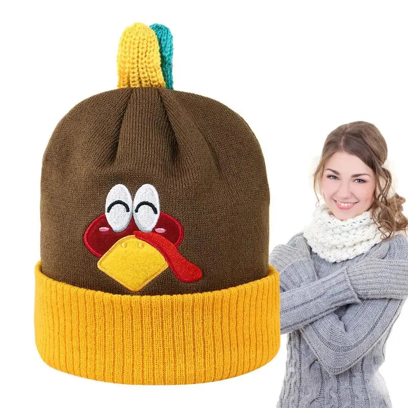 Lovely Knitted Turkey Hat Christmas Thanksgiving Halloween Pom Pom Beanie Hats Role Play And Carnival Cosplay Cute Cartoon Hat