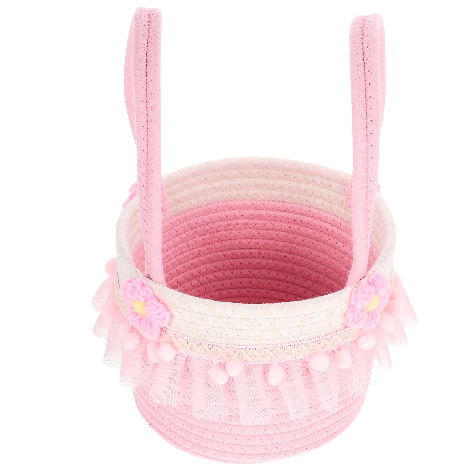 Basket Handle Flower Girl Baskets Weddings Party Favors Cotton Rope Gift Mesh Small Hamper