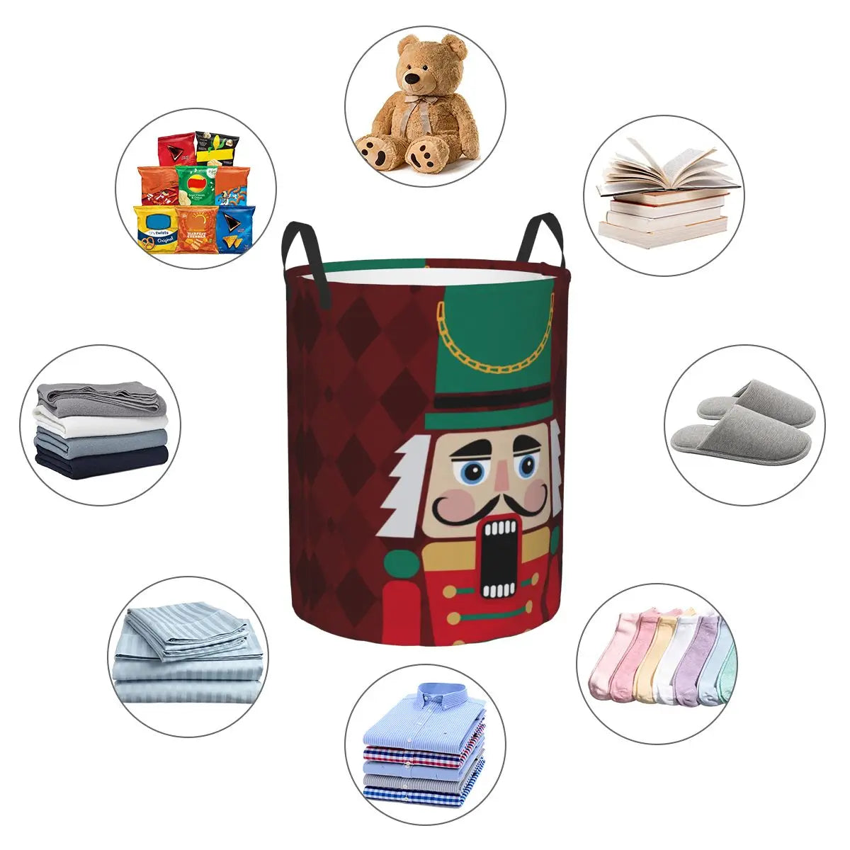 Nutcracker Doll Laundry Hamper Large Clothes Storage Basket Cartoon Toy Soldier Christmas Gift Toys Bin Organizer for Boy Girl