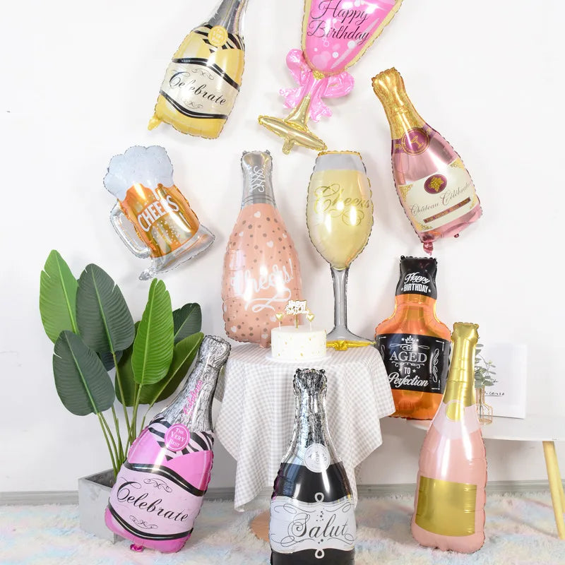 Wine Bottle Aluminum Film Balloon Wedding Bar Party Background Decoration Accessory New Year's New Product Wine Bottle Balloon