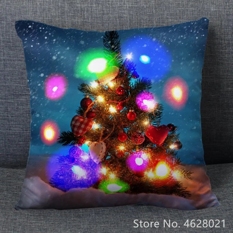 1pc Christmas Cushion Cover 40x40cm Led Light Christmas Decorations