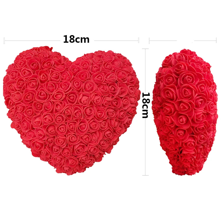 18cm Rose Flower Heart Valentine's Day Gift for Girlfriends Completed Red PE Flower Heart Mold Wedding/Birthday Gift