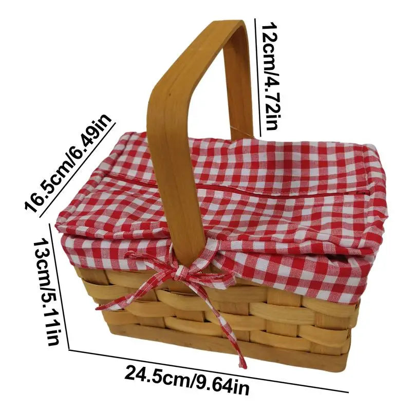 Wicker Picnic Basket With Handle Gift Packing Basket Wicker Hamper And Storage Basket For Christmas Sturdy Woven Body For Picnic