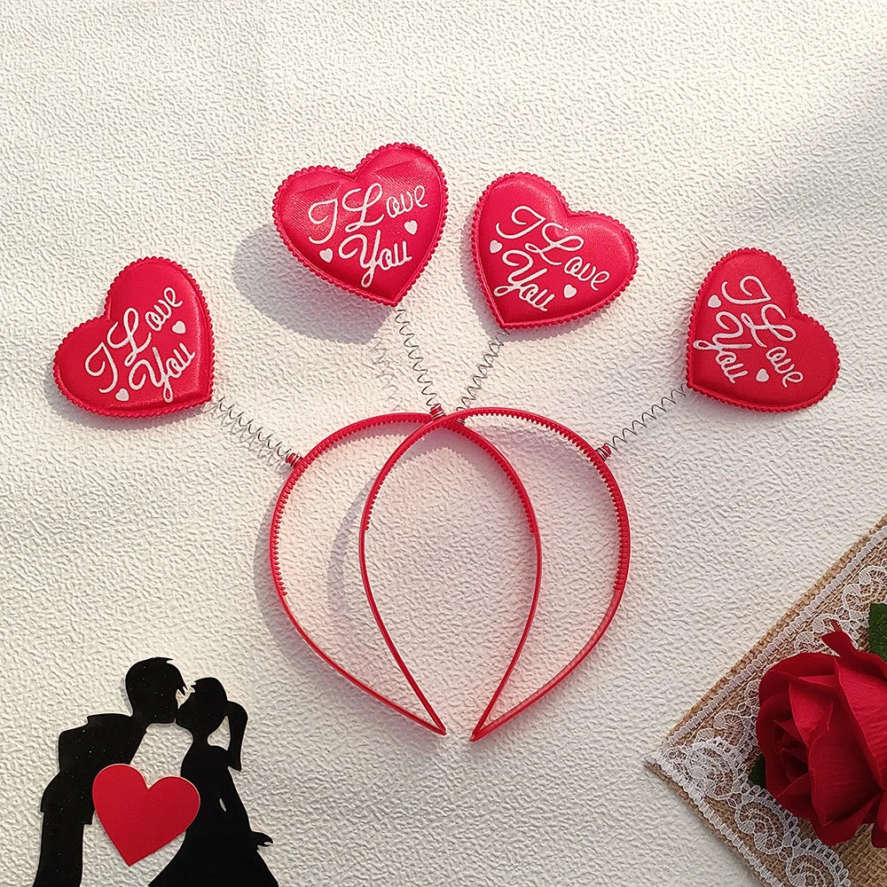 2pcs/set Red Love Hair Hoop Headband with Glasses Three-dimensional Love Valentines Day Hair Accessories Women Girl Couple Gifts