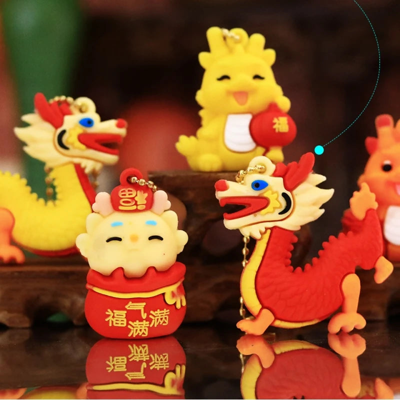 2024 Spring Festival Rubber Doll Pendant Chinese New Year Ornament  Decoration   Car Interior Pendant New Year's Day Party  Gift