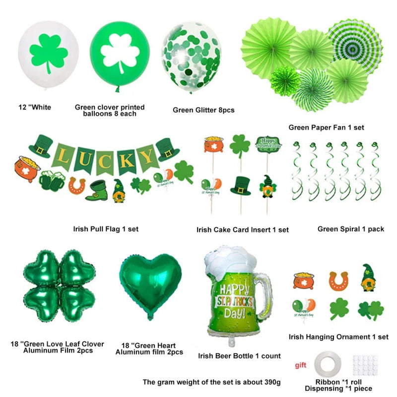 St. Patrick's Day Decoration Set Durable No Chemical Odo Easy to Assemble St. Patrick's Day Party Decorations  Irish Paper Fans