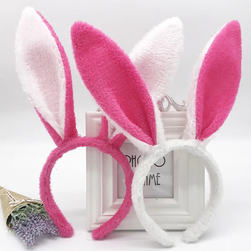 Cute Easter Adult Kids Cute Rabbit Ear Headband Prop Plush Hairband Dress Costume Bunny Ear Hairband Party Decorations for Home