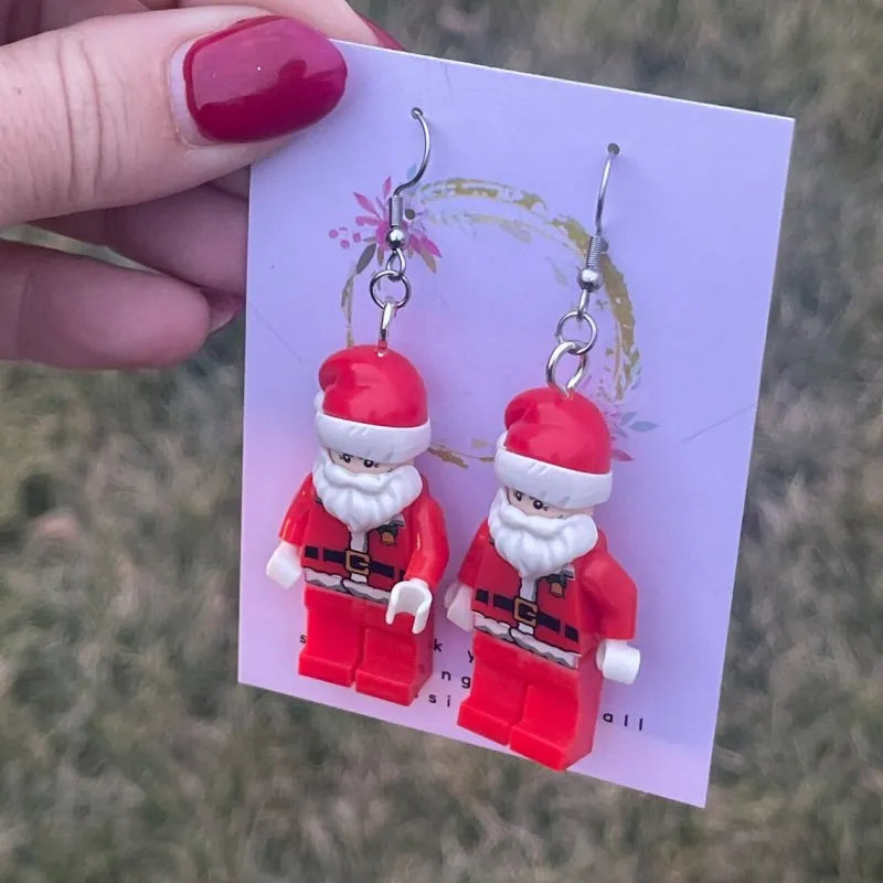 New Christmas Santa Claus Pendant Women's Hook Earrings Creative Santa Claus Statue Handmade Jewelry Earrings Christmas Gift