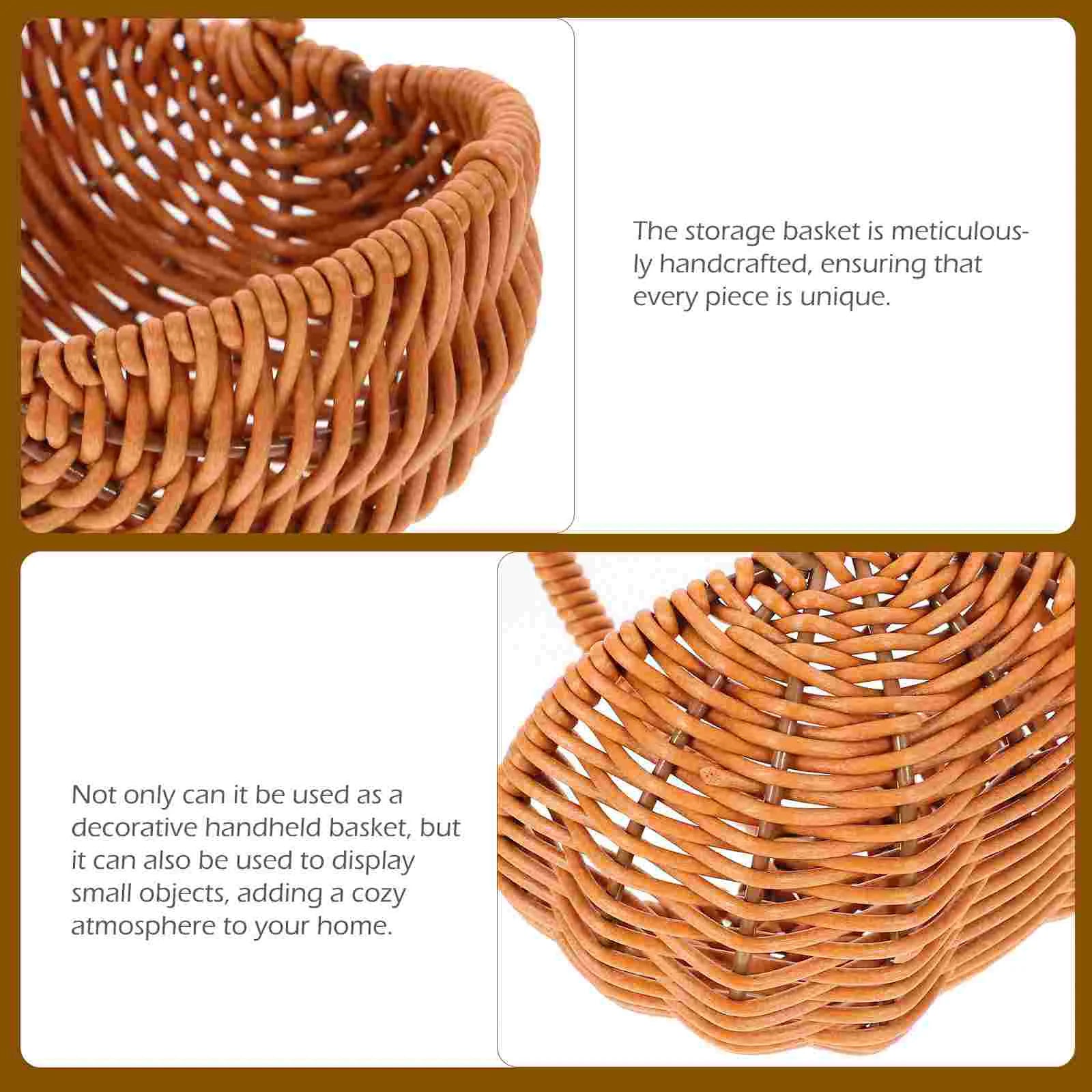 Rattan Shopping Basket Handheld Gift Small Hamper Woven Baskets Hand-made Fruit Storage With Handle