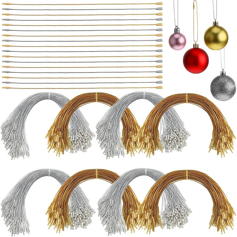 100Pcs Christmas Hanging String Xmas Tree Ball Hanging Pendant Ropes with Snaps Locking Xmas Decoration Accessories