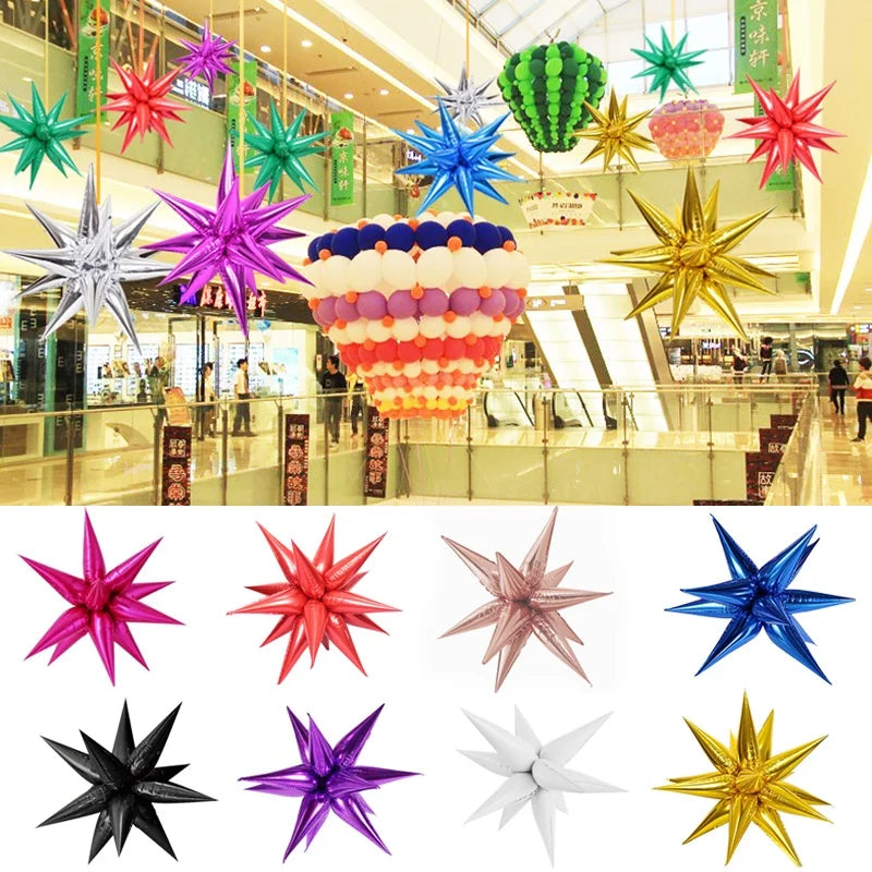 22 Inch 4D Exploding Star Balloons Christmas Decoration New Year's Gift Wedding Birthday Mall Home Decoration Party Supplies