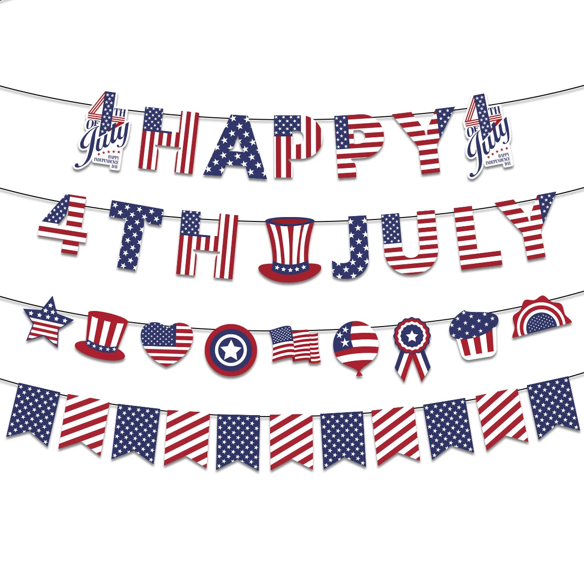 1set America Independence Day Banner Glasses Headband Fourth of July USA Hanging Flag Home kids Gift Decoration DIY Supplies