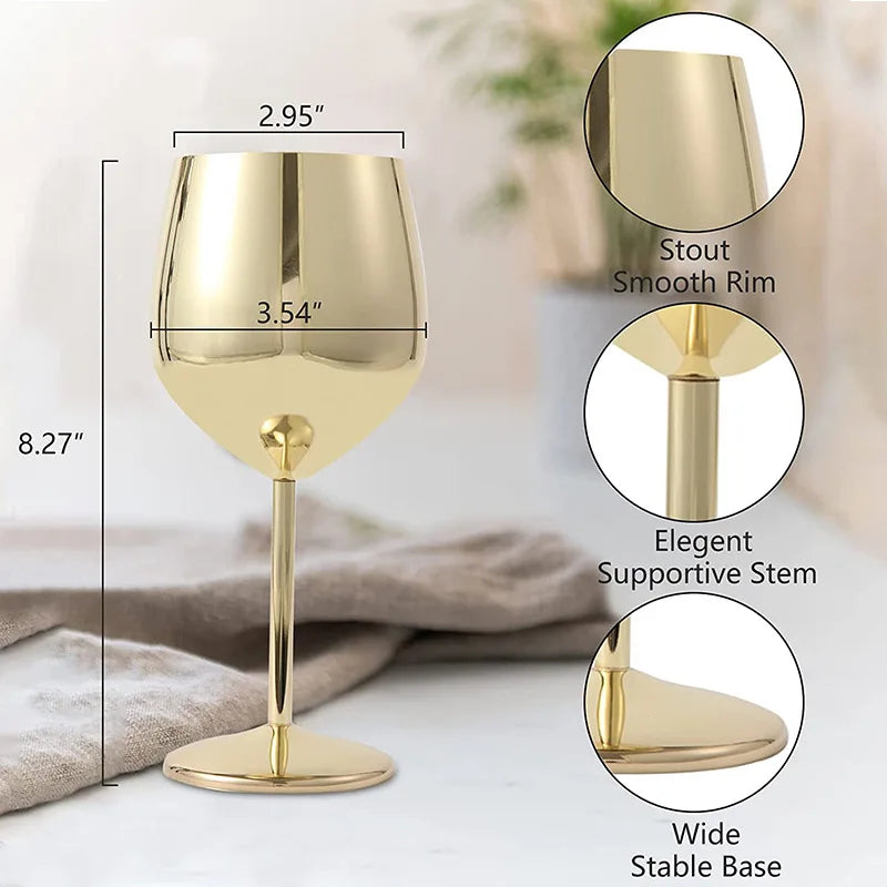 Stainless Steel Wine Glass Cocktail Goblet Red Wine Martini