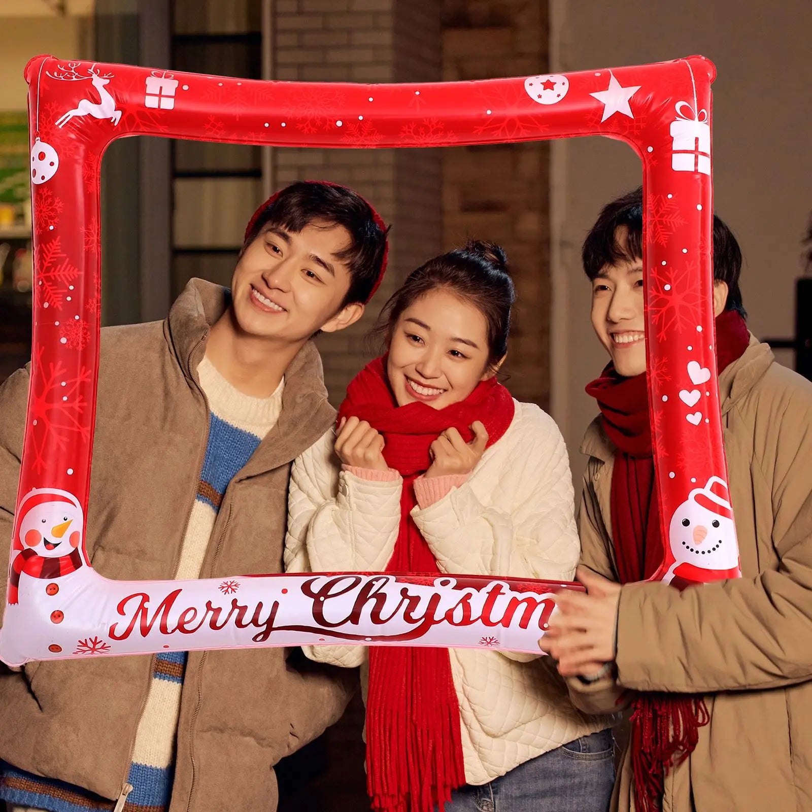 Christmas Inflatable Frame Party Selfie Prop Christmas Photo Booth Prop Party Decoration