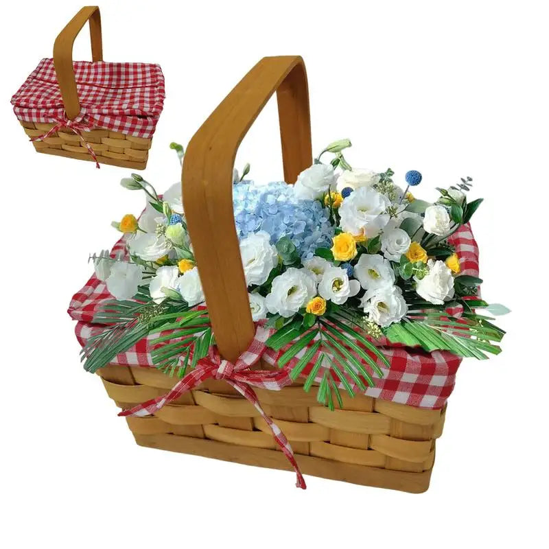 Wicker Picnic Basket With Handle Gift Packing Basket Wicker Hamper And Storage Basket For Christmas Sturdy Woven Body For Picnic