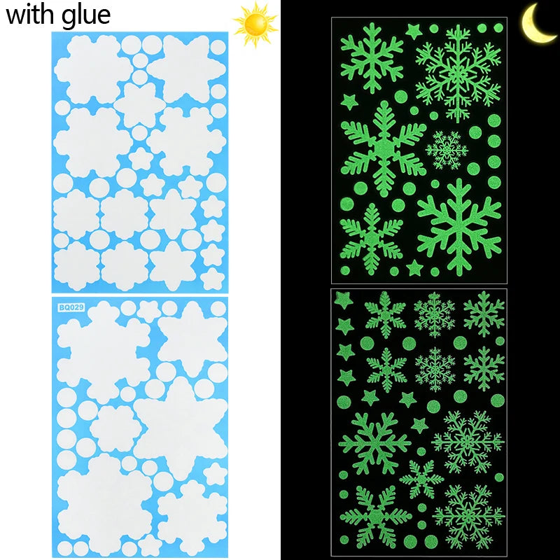 Christmas Santa Window Glass Stickers Luminous Snowflake Wall Sticker