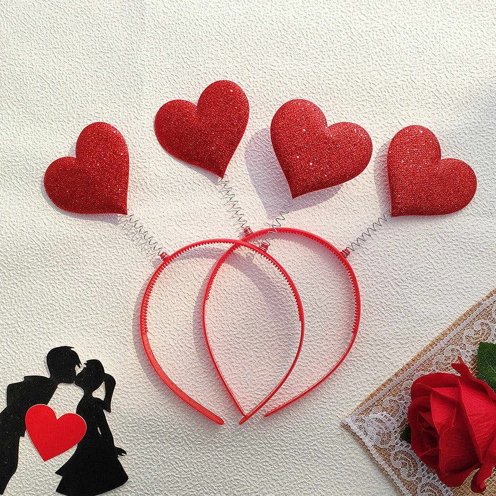 2pcs/set Red Love Hair Hoop Headband with Glasses Three-dimensional Love Valentines Day Hair Accessories Women Girl Couple Gifts