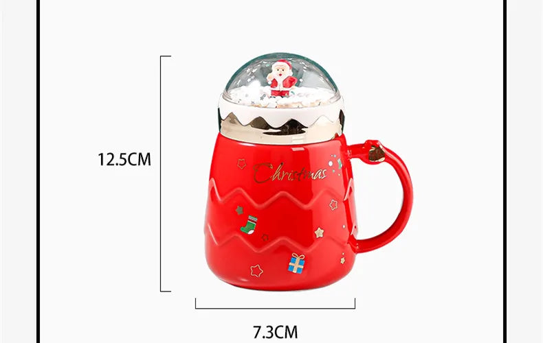 500ML Christmas Mugs Couples Ceramic Santa Claus Figurines New Lid Design Office Home Milk Coffee Cup Creative 2023 Xmas Gift