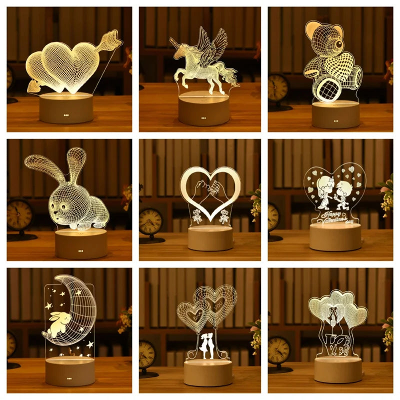 Romantic 3D Acrylic Led Night Light Valentine's Day Party Favors Bridesmaid Gifts Birthday Wedding Souvenirs for Guests Funny