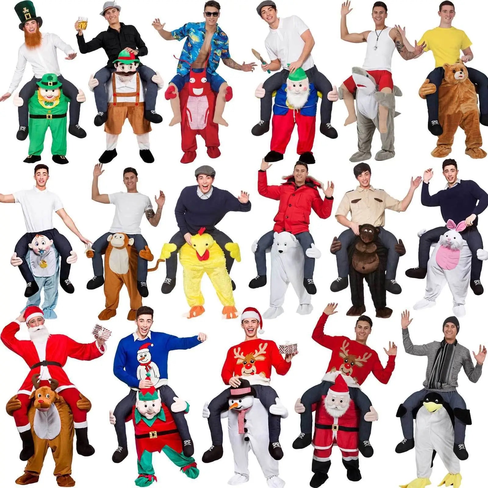 Adult Halloween Cosplay Costumes Men Women Ride On Me Mascot Carry Back Funny Animal Pants Fake Leg Christmas Party Cosplay