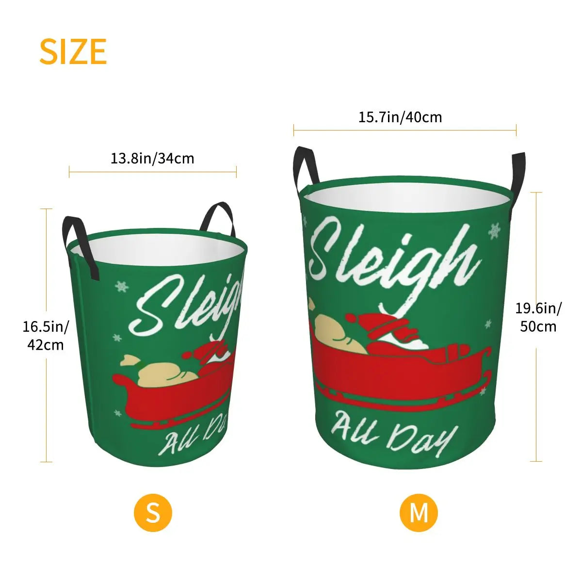 Sleigh All Day Christmas Gift Circular Hamper, Storage Basket Waterproof Great For Kitchens Storage Books