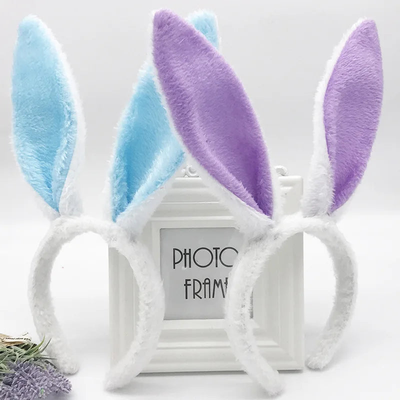 Cute Easter Adult Kids Cute Rabbit Ear Headband Prop Plush Hairband Dress Costume Bunny Ear Hairband Party Decorations for Home