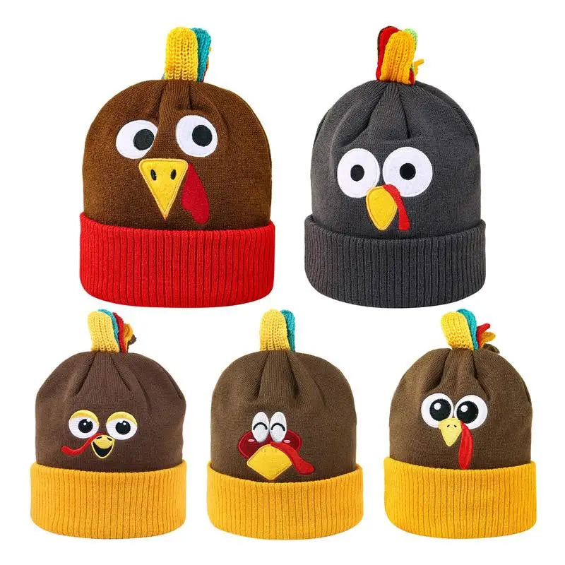 Lovely Knitted Turkey Hat Christmas Thanksgiving Halloween Pom Pom Beanie Hats Role Play And Carnival Cosplay Cute Cartoon Hat