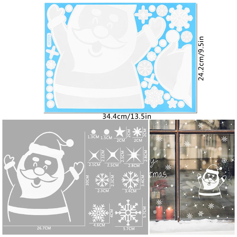 Christmas Santa Window Glass Stickers Luminous Snowflake Wall Sticker