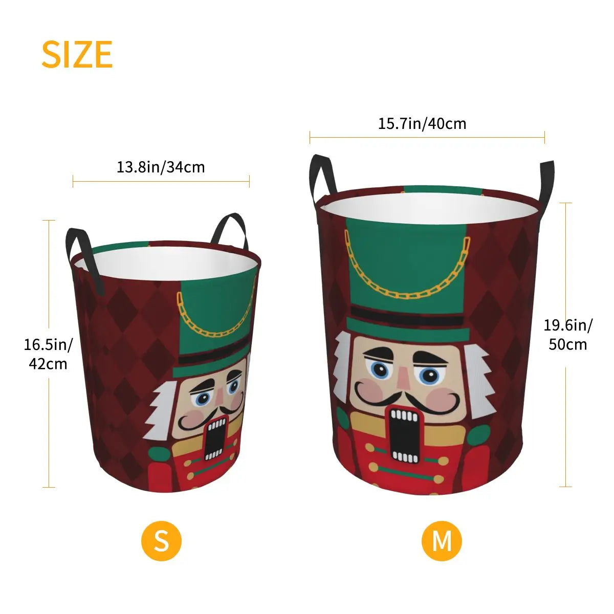 Nutcracker Doll Laundry Hamper Large Clothes Storage Basket Cartoon Toy Soldier Christmas Gift Toys Bin Organizer for Boy Girl